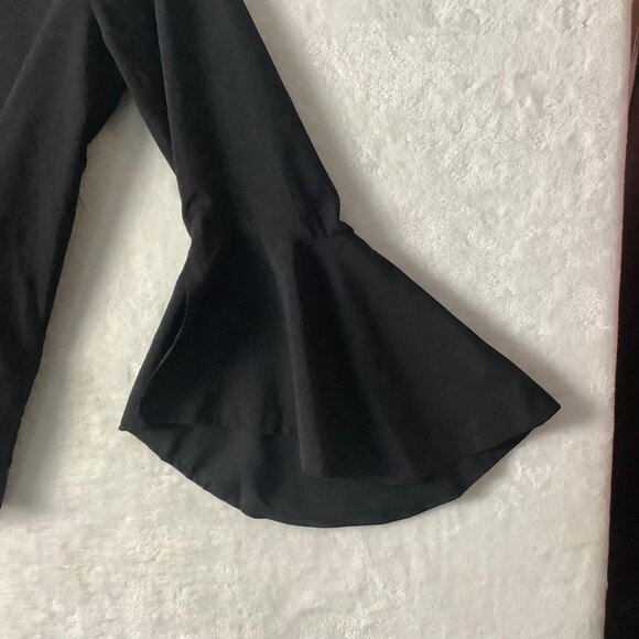 Umgee Boho Black Bell Sleeve Open Front 1 Button Top Women Small Cotton Blend - Picture 6 of 7